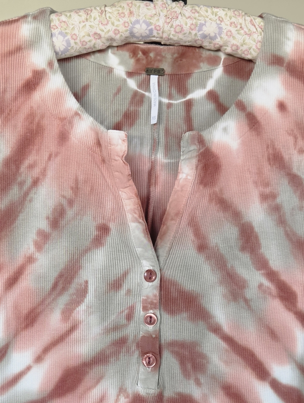 Young Fabulous & Broke Lyra Dress Coral & White Spin Tie Dye Ribbed Midi - Picture 2 of 6